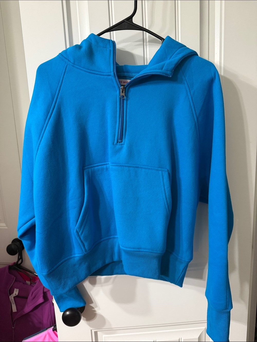 Women's Bright Blue Half-Zip Crewneck Hoodie Sweater